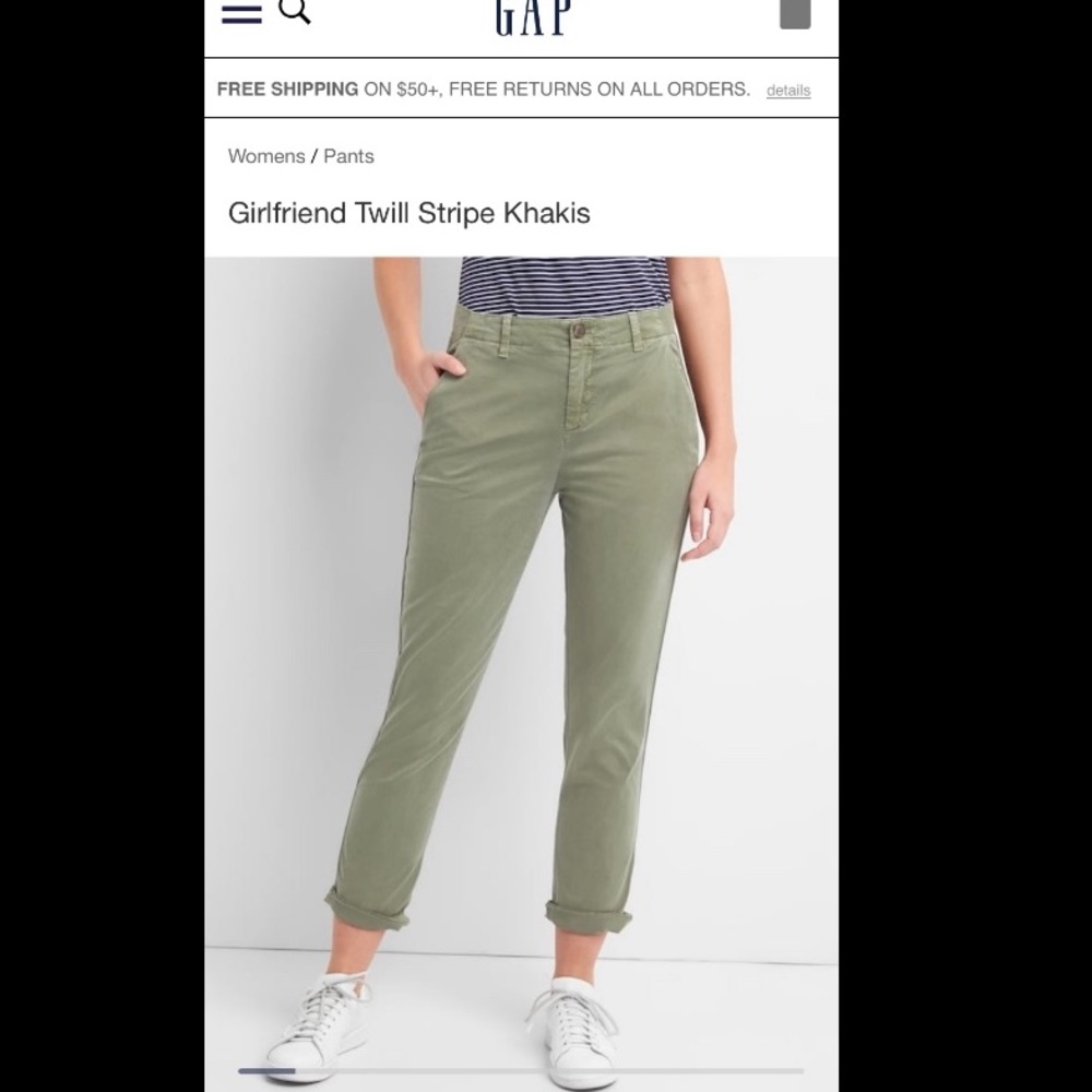 Gap Girlfriend Twill Stripes Khakis